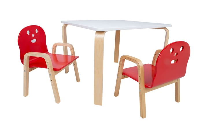Lastenpöytä Happy 2 tuolilla Valkoinen/Punainen - Huonekalut - Lasten kalusteet - Lasten pöydät - Puuhastelupöytä - Leikkipöytä