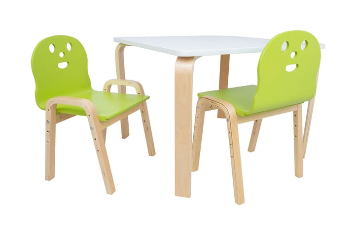 Lastenpöytä Happy 2 tuolilla Valkoinen/Vihreä - Huonekalut - Lasten kalusteet - Lasten pöydät - Puuhastelupöytä - Leikkipöytä
