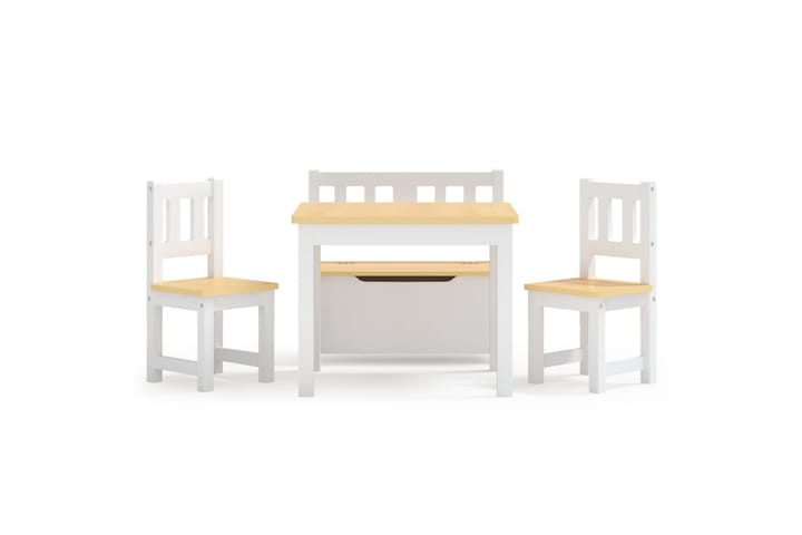3-osainen Lasten pöytä ja tuolisarja valkoinen ja beige MDF - Valkoinen - Huonekalut - Lasten kalusteet - Lasten pöydät