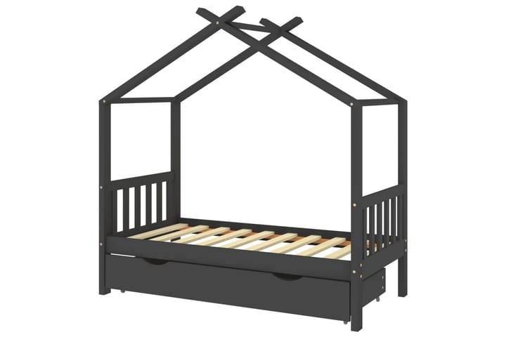 Lasten sängynrunko laatikolla t.harmaa täysi mänty 80x160 cm - Huonekalut - Lasten kalusteet - Lastensängyt & juniorisängyt - Talosänky