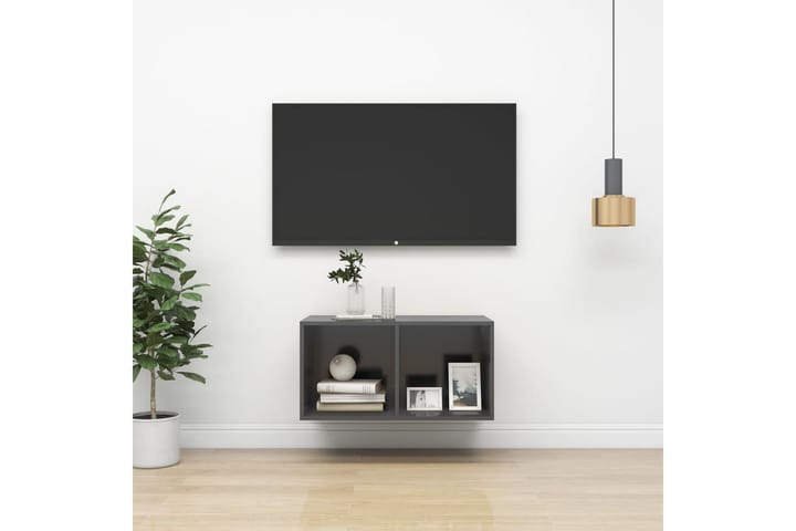 Seinäkiinnitettävä TV-taso harmaa 37x37x72 cm lastulevy - Huonekalut - TV- & Mediakalusteet - Mediajalusta & seinäteline - TV:n seinäteline