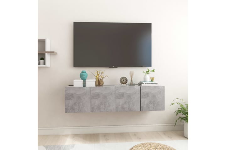 Seinäkiinnitettävä TV-taso 2 kpl betoninharm. 60x30x30 cm - Huonekalut - TV- & Mediakalusteet - TV-kaappi