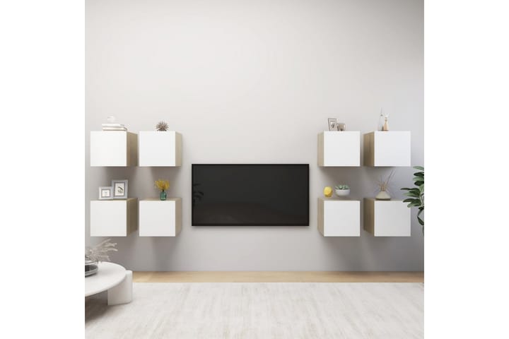 Seinäkiinnitettävät TV-tasot 8 kpl/tammi 30,5x30x30cm - Huonekalut - TV- & Mediakalusteet - TV-kaapit