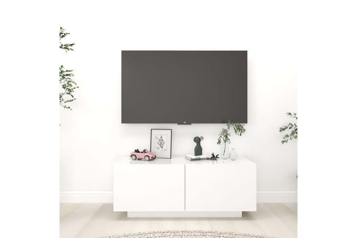TV-taso korkeakiilto valkoinen 100x35x40 cm lastulevy - Huonekalut - TV- & Mediakalusteet - TV-kaapit