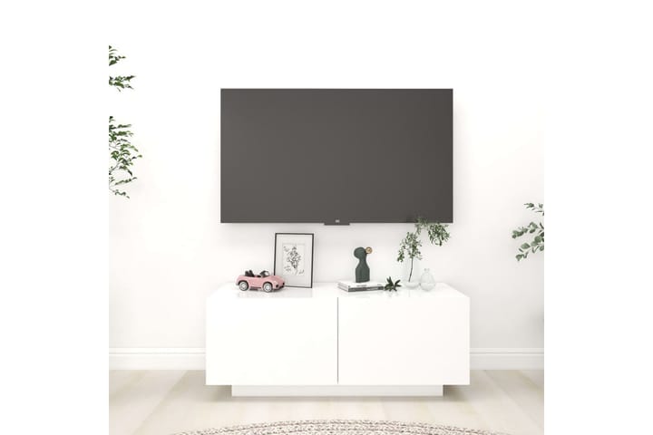 TV-taso valkoinen 100x35x40 cm lastulevy - Huonekalut - TV- & Mediakalusteet - TV-kaapit