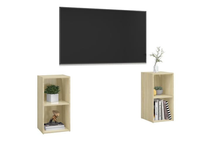 TV-tasot 2 kpl Sonoma-tammi 72x35x36,5 cm lastulevy - Ruskea - Huonekalut - TV- & Mediakalusteet - TV-kaapit