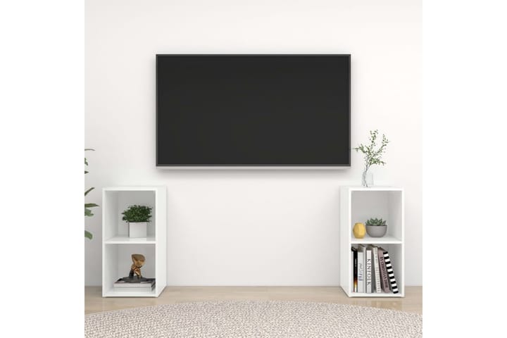 TV-tasot 2 kpl valkoinen 72x35x36,5 cm lastulevy - Valkoinen - Huonekalut - TV- & Mediakalusteet - TV-kaappi