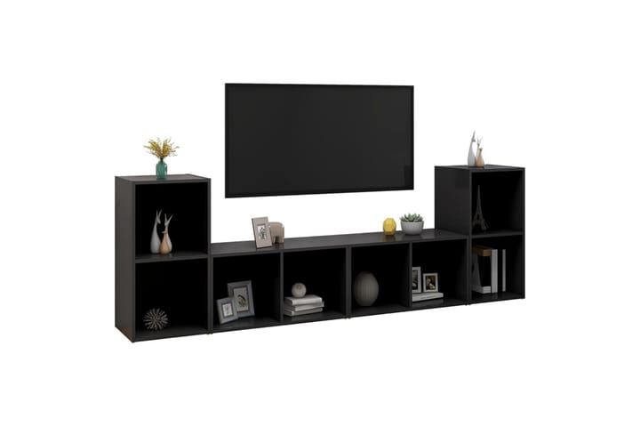 TV-tasot 4 kpl musta 72x35x36,5 cm lastulevy - Musta - Huonekalut - TV- & Mediakalusteet - TV-kaapit