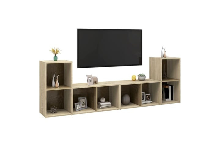 TV-tasot 4 kpl Sonoma-tammi 72x35x36,5 cm lastulevy - Ruskea - Huonekalut - TV- & Mediakalusteet - TV-kaapit