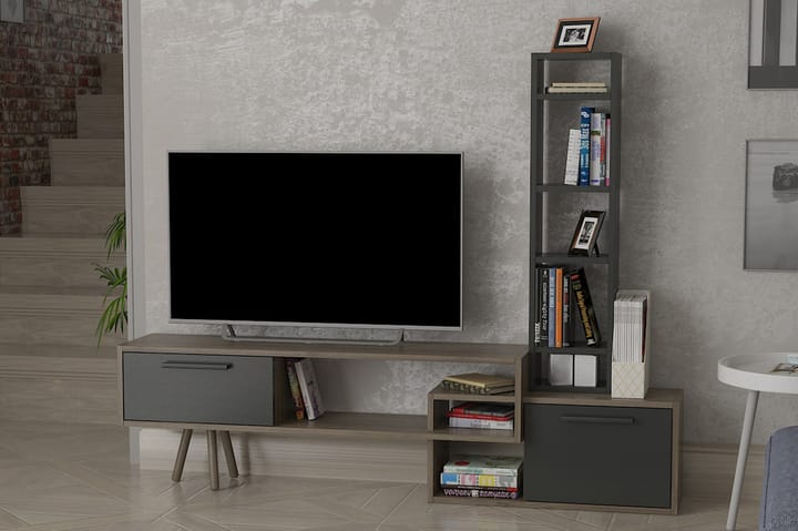 TV-kalustesetti Lagomood 167 cm - Antrasiitti/Tummanruskea/Musta - Huonekalut - TV- & Mediakalusteet - TV-kalustepaketti