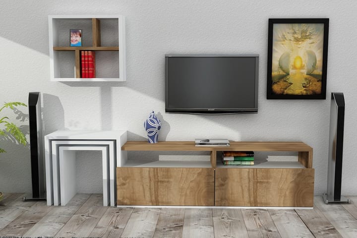 TV-taso Eldfare seinähyllyllä - Huonekalut - TV- & Mediakalusteet - TV-kalustepaketti