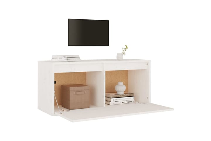 Seinäkaappi valkoinen 80x30x35 cm täysi mänty - Valkoinen - Huonekalut - TV- & Mediakalusteet - Tv-tasot & Mediatasot