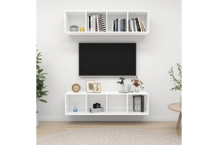 Seinäkiinnitettävät TV-tasot 2 kpl valkoinen lastulevy - Valkoinen - Huonekalut - TV- & Mediakalusteet - Tv-tasot & Mediatasot