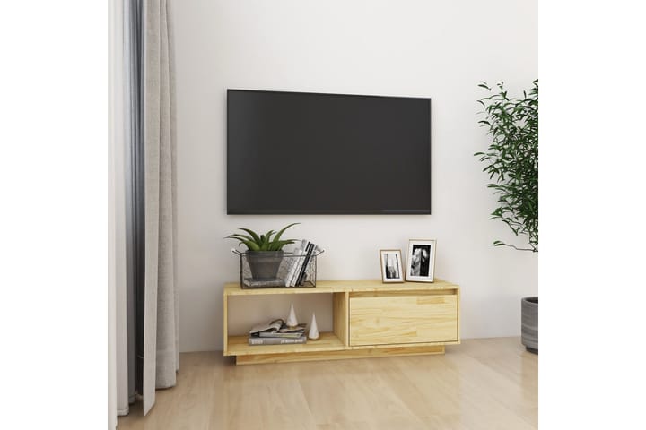 TV-taso 110x30x33,5 cm täysi mänty - Ruskea - Huonekalut - TV- & Mediakalusteet - Tv taso & Mediataso