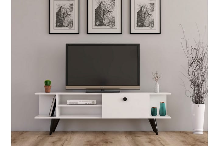 TV-taso 120 cm - Valkoinen/musta - Huonekalut - Sänky - Sänkykehikot & sängynrungot