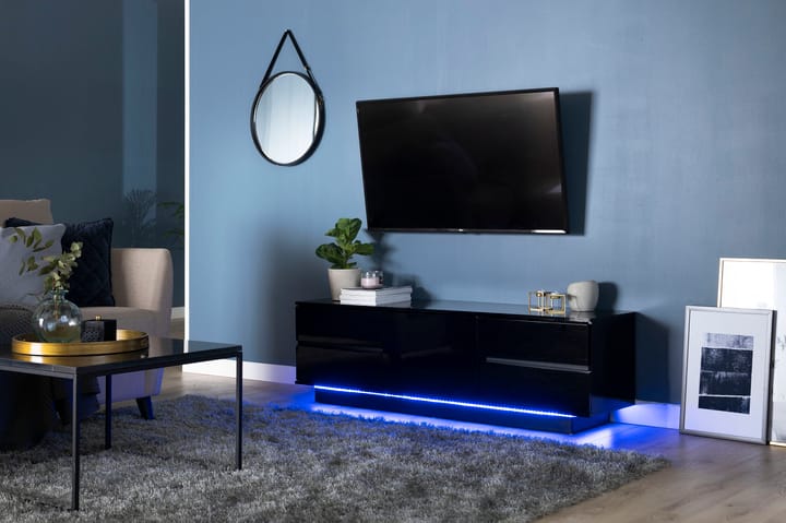 TV-taso Altervattnet 158 cm LED-valaistus - Musta - Huonekalut - TV- & Mediakalusteet - Tv-tasot & Mediatasot
