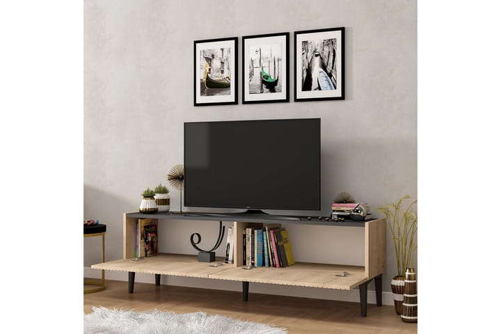 TV-taso Amdel 154 cm - Vaalea luonnonväri/musta - Huonekalut - TV- & Mediakalusteet - Tv taso & Mediataso