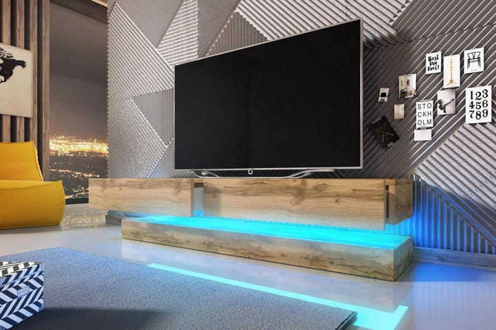 TV-taso Dublin 140 cm LED-valaistus - Luonnonväri/Puu - Huonekalut - TV- & Mediakalusteet - Tv-tasot & Mediatasot