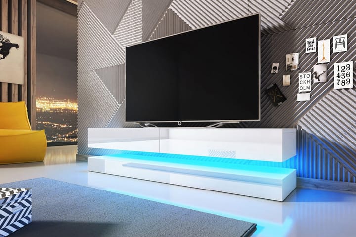 TV-taso Dublin 140 cm LED-valaistus - Valkoinen - Huonekalut - TV- & Mediakalusteet - Tv-tasot & Mediatasot