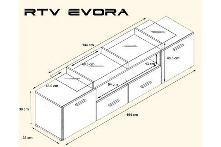 TV-taso Evonda 194x39x48 cm - Huonekalut - TV- & Mediakalusteet - Tv-tasot & Mediatasot