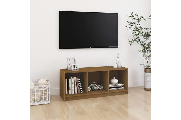 TV-taso hunajanruskea 104x33x41 cm täysi mänty - Ruskea - Huonekalut - TV- & Mediakalusteet - Tv-tasot & Mediatasot