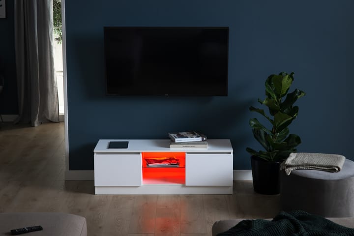 TV-taso Laritstorp 120 cm LED-valaistus - Valkoinen - Huonekalut - TV- & Mediakalusteet - Tv taso & Mediataso
