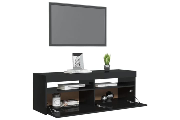TV-taso LED-valoilla korkeakiilto musta 120x35x40 cm - Musta - Huonekalut - TV- & Mediakalusteet - Tv-tasot & Mediatasot