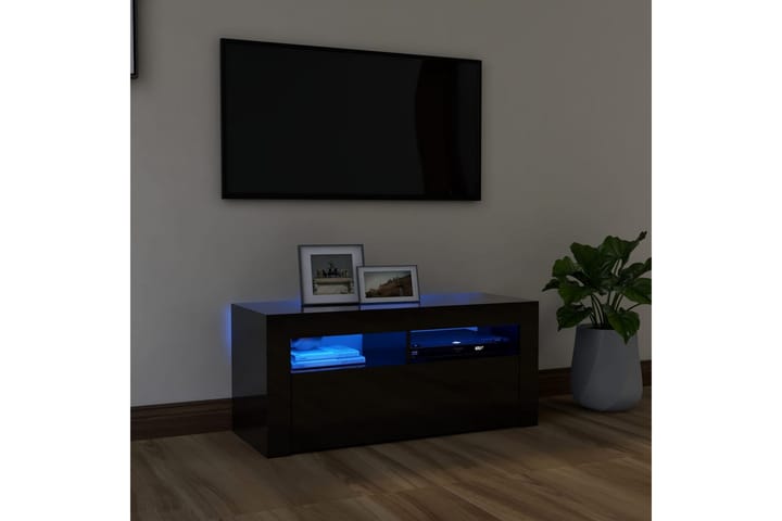 TV-taso LED-valoilla korkeakiilto musta 90x35x40 cm - Huonekalut - TV- & Mediakalusteet - Tv taso & Mediataso