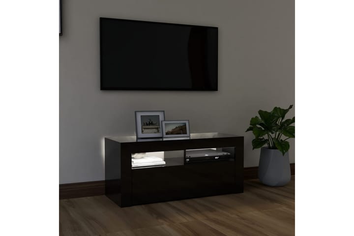 TV-taso LED-valoilla korkeakiilto musta 90x35x40 cm - Huonekalut - TV- & Mediakalusteet - Tv taso & Mediataso