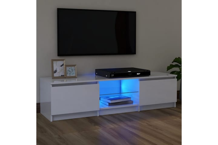 TV-taso LED-valoilla korkeakiilto valkoinen 120x30x35,5 cm - Sisustustuotteet - Peili