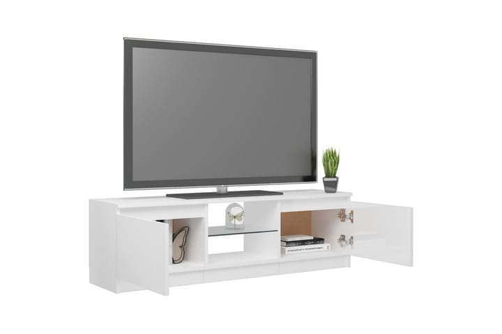 TV-taso LED-valoilla korkeakiilto valkoinen 120x30x35,5 cm - Huonekalut - TV- & Mediakalusteet - Tv taso & Mediataso