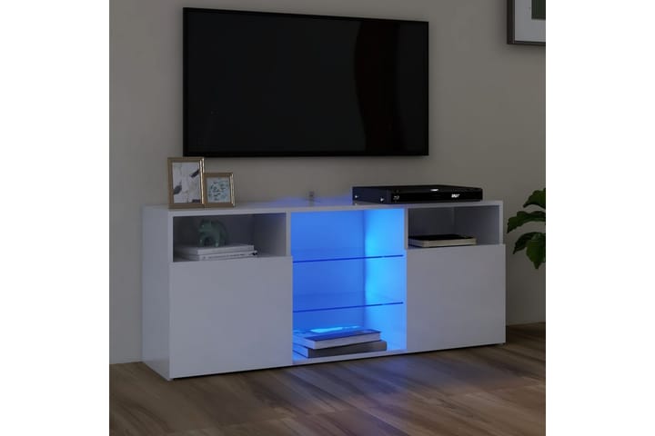 TV-taso LED-valoilla korkeakiilto valkoinen 120x30x50 cm - Huonekalut - TV- & Mediakalusteet - Tv-tasot & Mediatasot