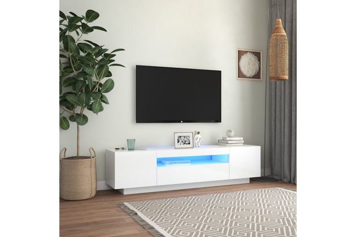 TV-taso LED-valoilla korkeakiilto valkoinen 160x35x40 cm - Huonekalut - TV- & Mediakalusteet - Tv taso & Mediataso