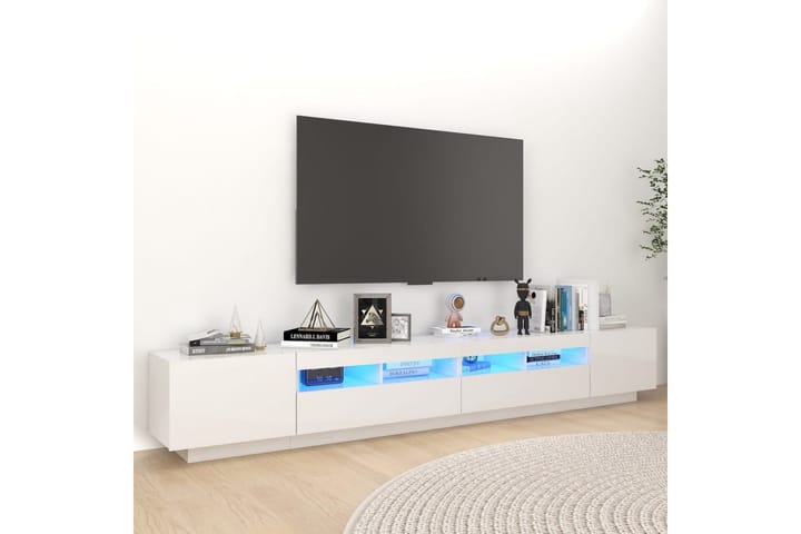 TV-taso LED-valoilla korkeakiilto valkoinen 260x35x40 cm - Valkoinen - Huonekalut - TV- & Mediakalusteet - Tv taso & Mediataso