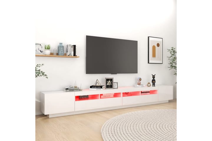 TV-taso LED-valoilla korkeakiilto valkoinen 300x35x40 cm - Valkoinen - Huonekalut - TV- & Mediakalusteet - Tv taso & Mediataso