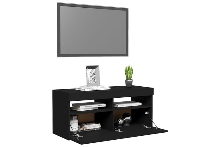 TV-taso LED-valoilla musta 90x35x40 cm - Musta - Huonekalut - TV- & Mediakalusteet - Tv-tasot & Mediatasot