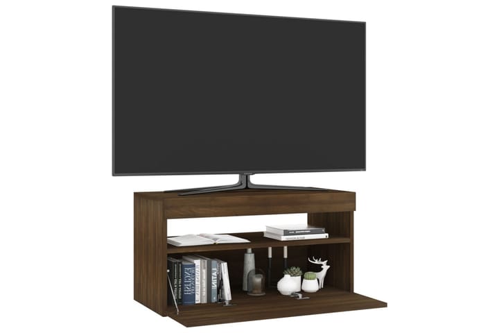 TV-taso LED-valoilla ruskea tammi 75x35x40 cm - Ruskea - Huonekalut - TV- & Mediakalusteet - Tv taso & Mediataso