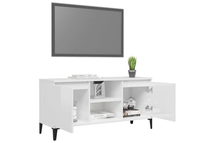 TV-taso metallijaloilla valkoinen 103,5x35x50 cm - Valkoinen - Huonekalut - TV- & Mediakalusteet - Tv-tasot & Mediatasot
