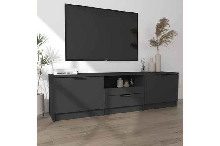 TV-taso musta 140x35x40 cm tekninen puu - Musta - Huonekalut - TV- & Mediakalusteet - Tv taso & Mediataso
