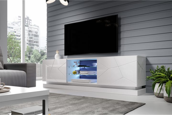 TV-taso Quiapo 200x42x57 cm - Valkoinen Korkeakiilto - Huonekalut - Pöytä & ruokailuryhmä - Ruokapöydät & keittiön pöydät