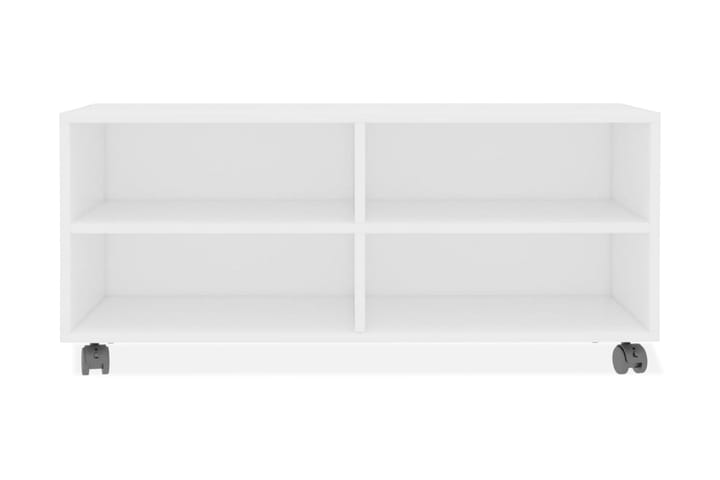 TV-taso rullapyörillä valkoinen 90x35x35 cm lastulevy - Valkoinen - Huonekalut - TV- & Mediakalusteet - Tv-tasot & Mediatasot