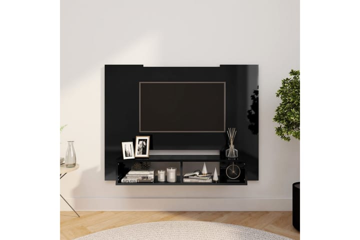 TV-taso seinälle korkeakiilto musta 120x23,5x90 cm lastulevy - Musta - Huonekalut - TV- & Mediakalusteet - Tv-tasot & Mediatasot