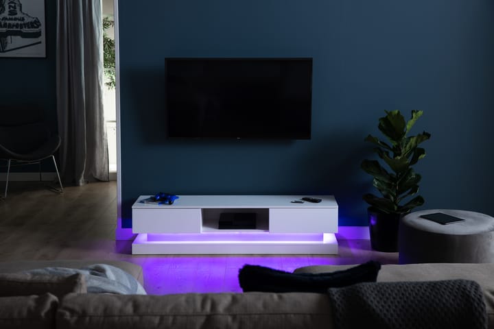 TV-taso Stallarp 150 cm LED-valaistus - Valkoinen - Huonekalut - TV- & Mediakalusteet - Tv-tasot & Mediatasot