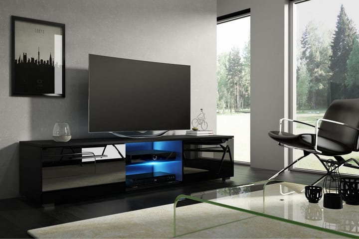 TV-taso Terisa 140 cm LED-valaistus - Musta - Huonekalut - TV- & Mediakalusteet - Tv taso & Mediataso