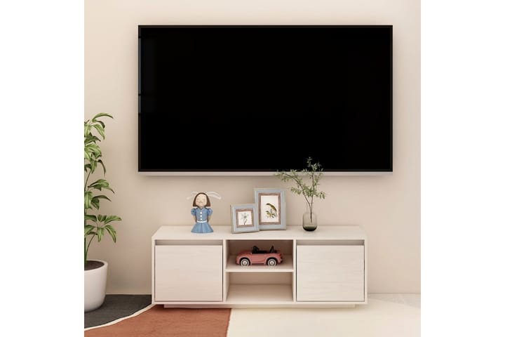 TV-taso valkoinen 110x30x40 cm täysi mänty - Valkoinen - Huonekalut - TV- & Mediakalusteet - Tv taso & Mediataso