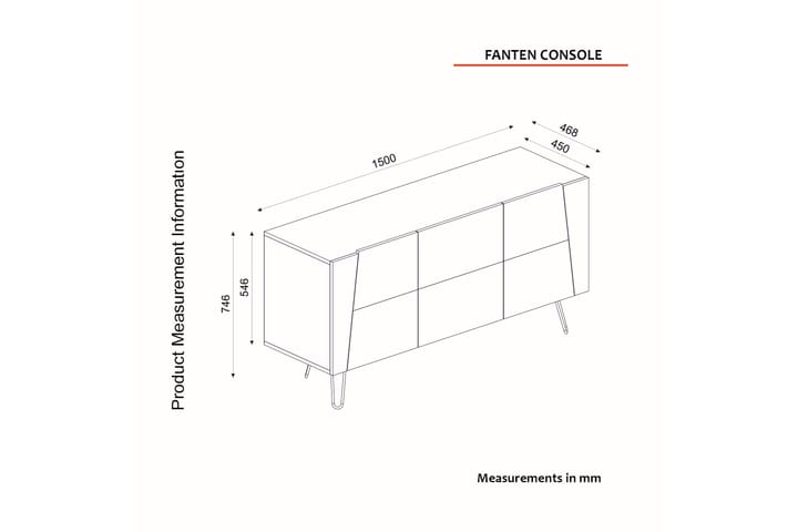 Apupöytä Arrien 150 cm - Luonnonväri/Musta - Huonekalut - Pöytä & ruokailuryhmä - Apupöytä & sivupöytä - Konsolipöytä