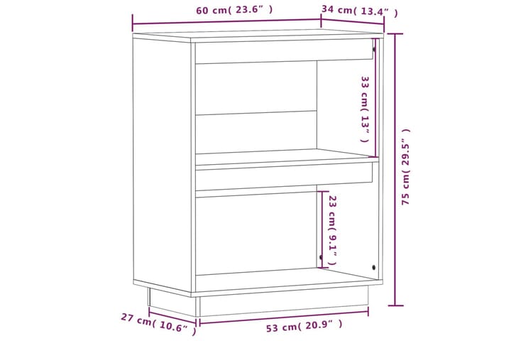 Konsolikaappi 60x34x75 cm täysi mänty - Ruskea - Huonekalut - Pöytä & ruokailuryhmä - Apupöytä & sivupöytä - Konsolipöytä