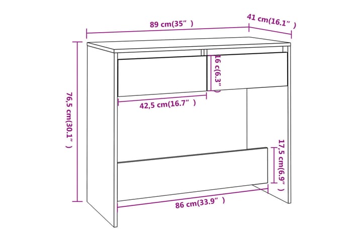 Konsolipöytä valkoinen 89x41x76,5 cm teräs - Valkoinen - Huonekalut - Pöytä & ruokailuryhmä - Apupöytä & sivupöytä - Konsolipöytä