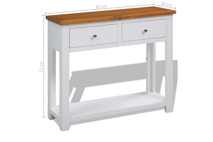 Sivupöytä 83x30x73 cm täystammi - Valkoinen - Huonekalut - Pöytä & ruokailuryhmä - Apupöytä & sivupöytä - Konsolipöytä