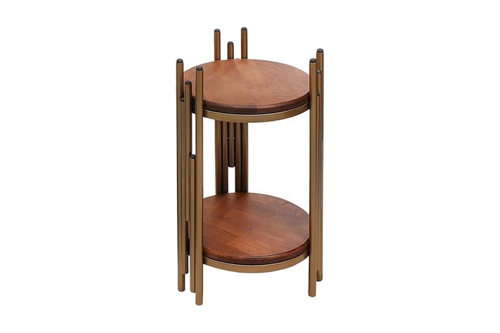 Sivupöytä Clora 30x60x30 cm Pyöreä - Kulta/Ruskea - Huonekalut - Pöytä & ruokailuryhmä - Apupöytä & sivupöytä - Tarjotinpöytä & pikkupöytä